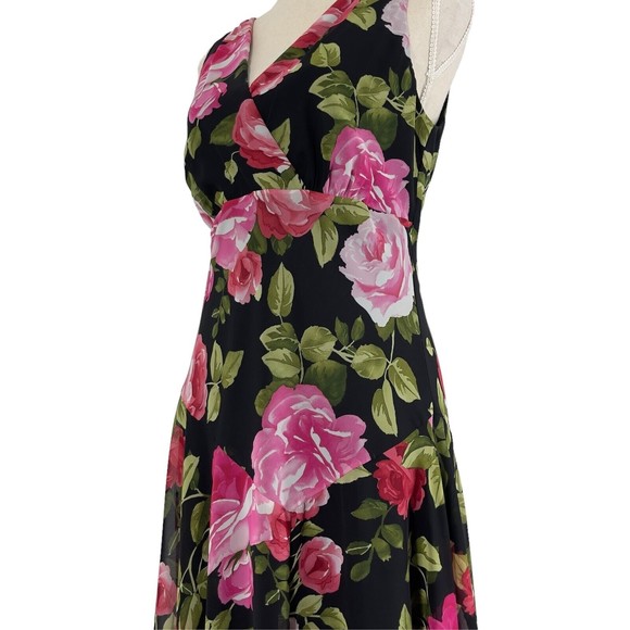 Another Thyme Womens Sleeveless Floral Chiffon Midi Dress Pullover Surplice 8 - Picture 9 of 12